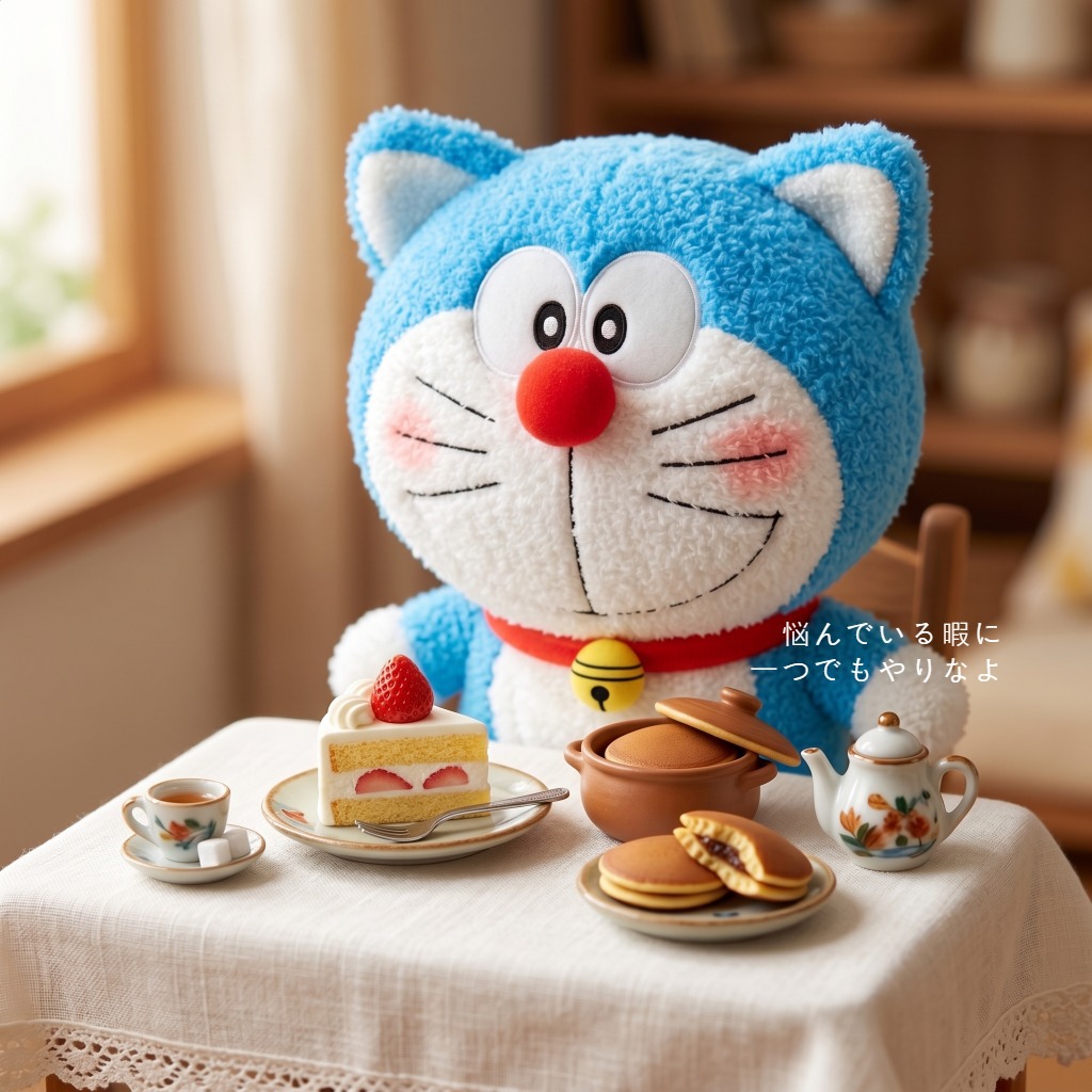 Embroidery Design Love - ตุ๊กตาโดราเอมอนน่ารัก รุ่นวันเกิด พร้อมลายปักรอยเท้า ของเล่นน่ารัก เหมาะเป็นของขวัญวันเกิดสำหรับคนรักอนิเมะ