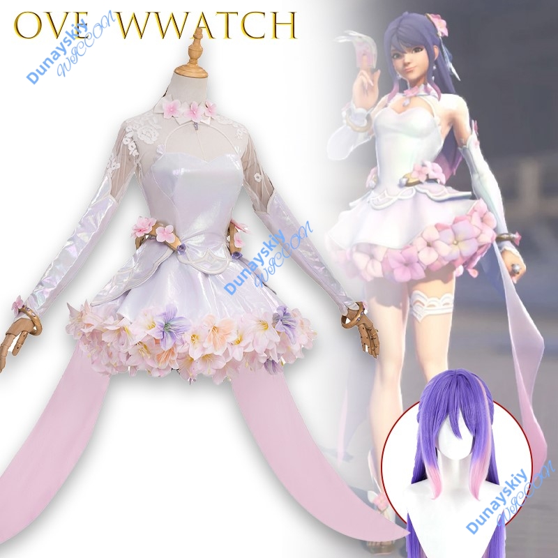 Embroidery Love - ชุดคอสเพลย์เจ้าสาวคิริโกะ ชุดสมบูรณ์แบบ ปักลายไฮเดรนเยีย น่ารักหวานแหวว ชุดอนิเมะเกม ชุดแฟนซีสำหรับงานปาร์ตี้ฮาโลวีน