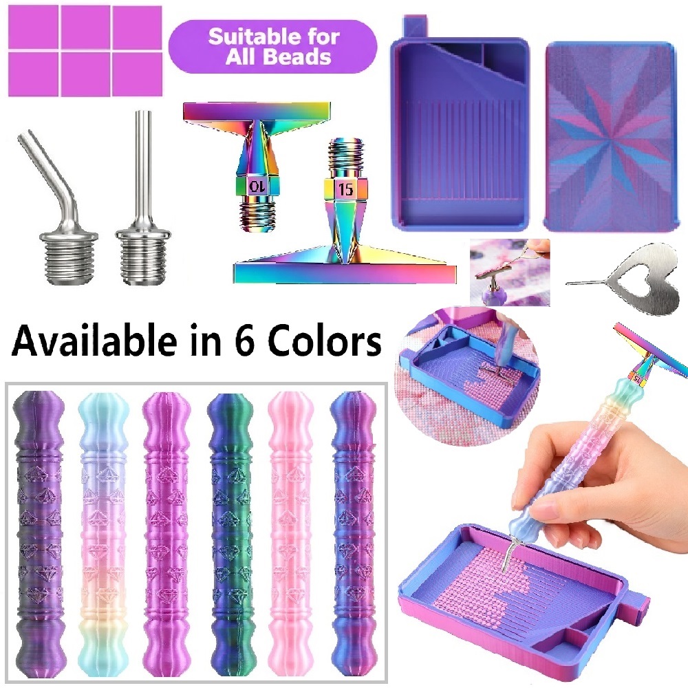Embroidery Kit Starter - ชุดอุปกรณ์ปากกาแต้มจุดลายเพชร 3 มิติ ประกอบด้วย: ปากกาปลายโค้งสแตนเลส 1