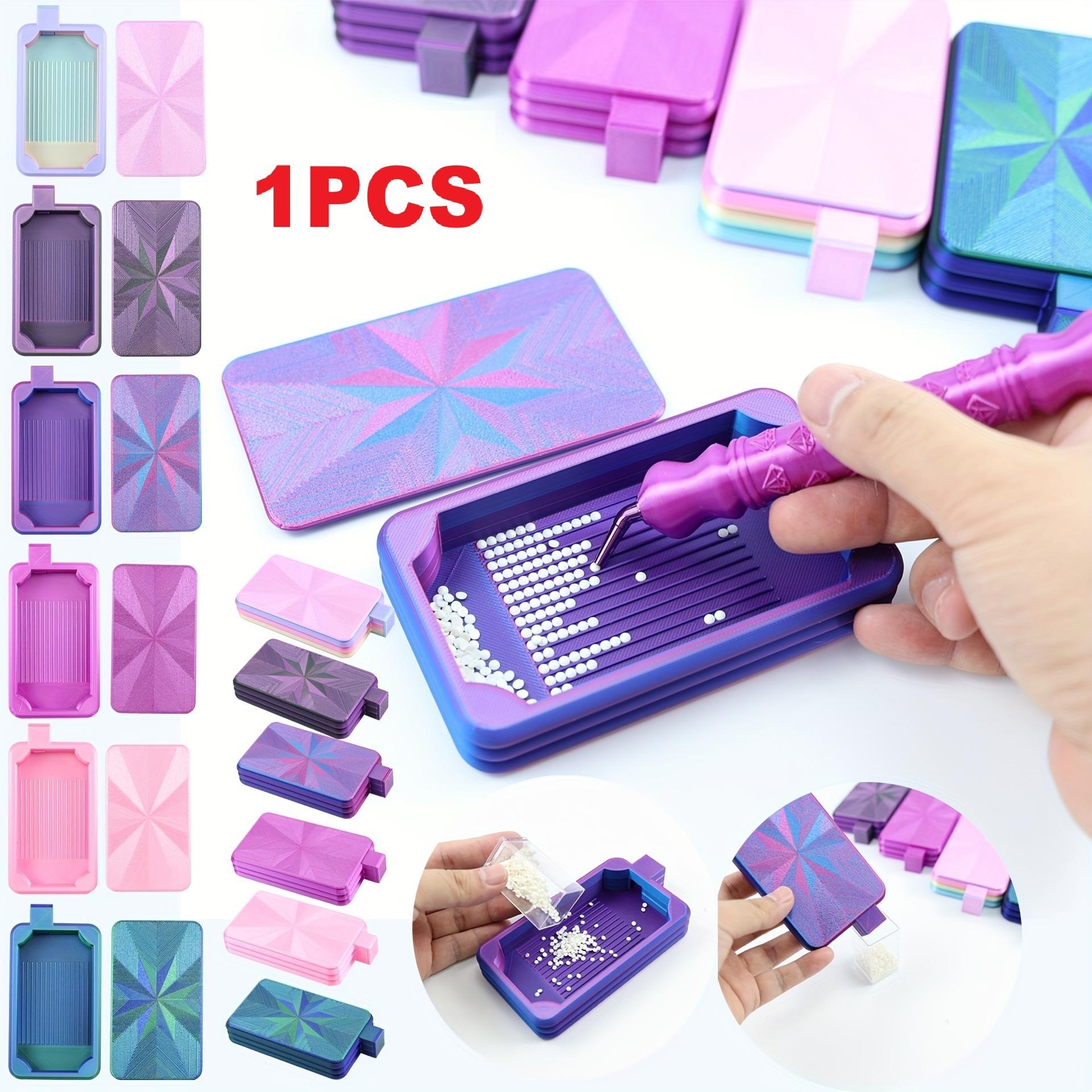 Embroidery Kit Starter - ถาดใส่เพชรหลากสีแบบใหม่พร้อมฝาปิด 1 ชิ้น, ถาดเก็บเพชรพร้อมฝาปิด, อุปกรณ์และเครื่องมือสำหรับงานเพชรเพ้นท์, ถาดใส่เม็ดเพชรแบบเทง่าย