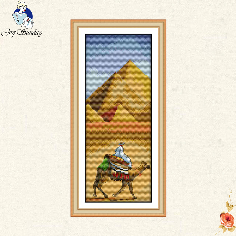 Embroidery In Egypt - JOY Sunday ปิรามิดอียิปต์จีนข้ามเย็บปักถักร้อย,เย็บปักถักร้อย,DIY ภาพวาด,CROSS Stitch, ชุด