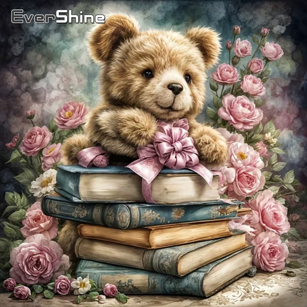 Embroidery Journal Book - ภาพปักเพชร EverShine ลายหมี งานฝีมือ DIY ประดับเพชร