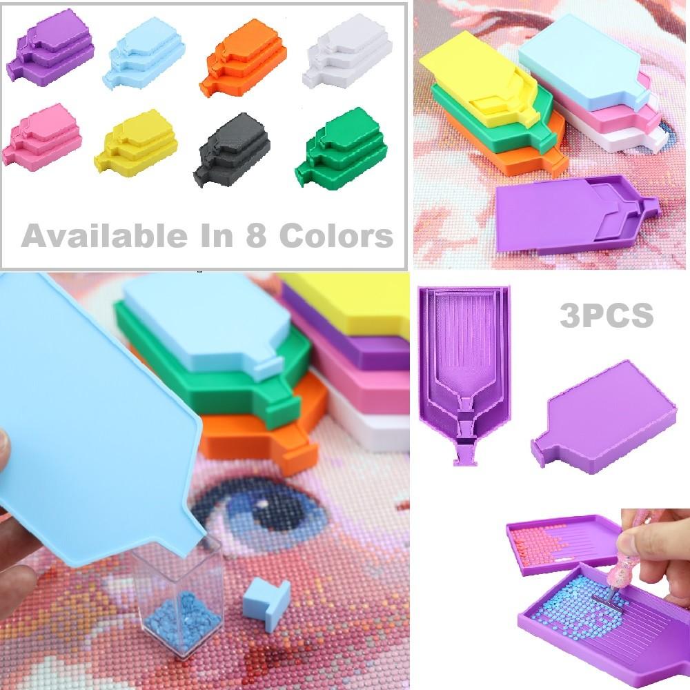 Embroidery Kit Starter - ถาดใส่เพชร DIY 3 ชิ้น ขนาดต่างกันพร้อมฝาปิด อุปกรณ์เสริมสำหรับงานเพชรประดับ