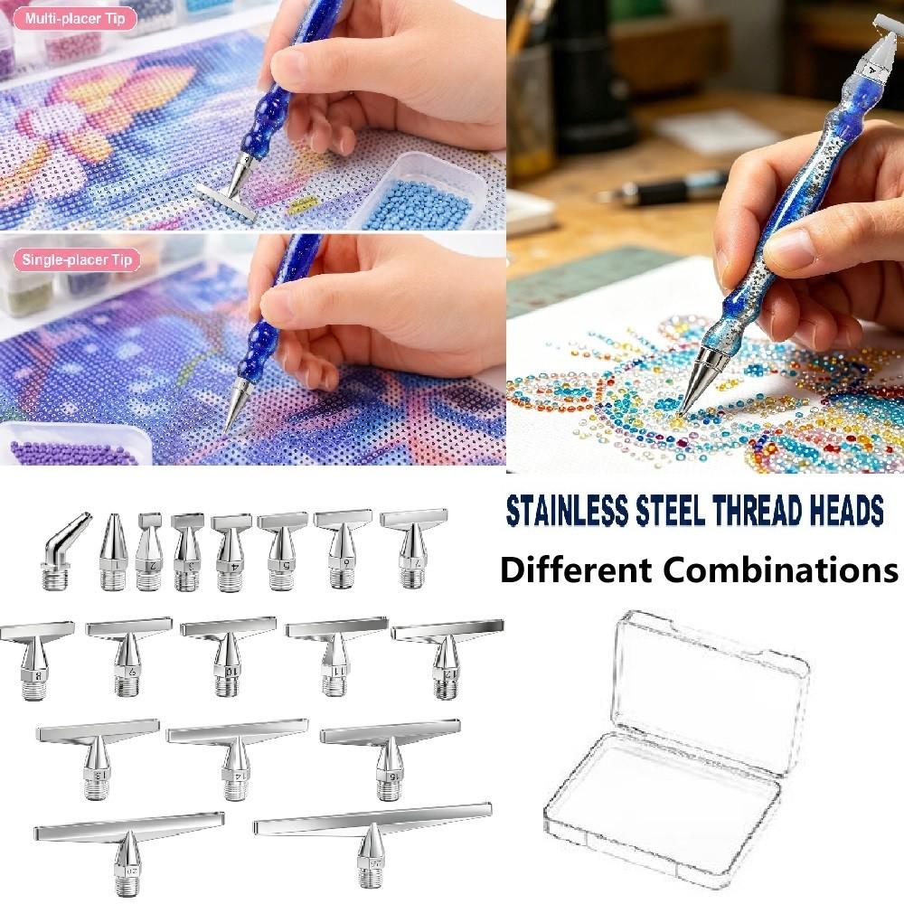 Embroidery Kit Starter - ชุดหัวปากกาเพชรสำหรับงานเพ้นท์เพชร DIY คุณภาพสูง ทำจากสแตนเลสแบบมีเกลียว, อุปกรณ์เสริมสำหรับงานเพ้นท์เพชร DIY