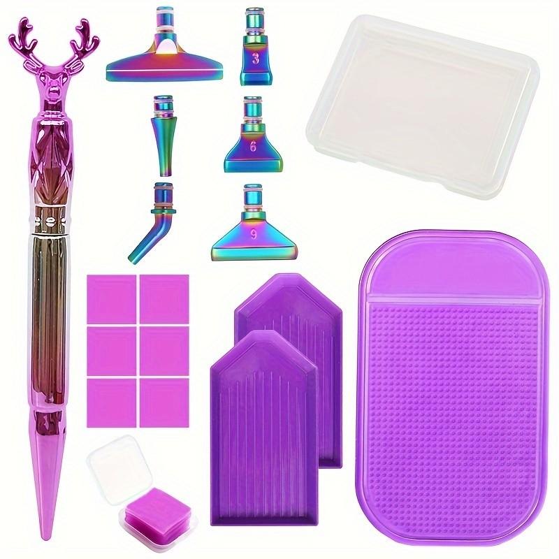 Embroidery Kit Starter - ปากกาประดับเพชรรูปเขากวางพร้อมปลายโลหะ, อุปกรณ์เสริมสำหรับงานเพชรเพ้นท์, ปลายปากกาเพชรเพ้นท์หลากสี, ปากกาเพชรเพ้นท์ DIY, ชุดเครื่องมือปลายปากกาโลหะหลากสีสำหรับงานเพชรเพ้นท์