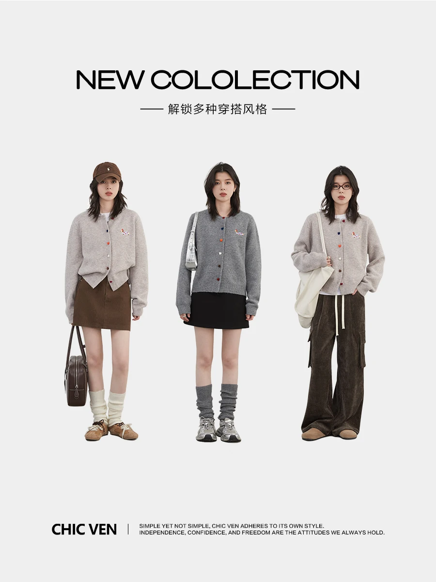 CHIC VENผู้หญิงเสื้อสเวตเตอร์ถ - Embroidery Love บทวิจารณ์และราคา