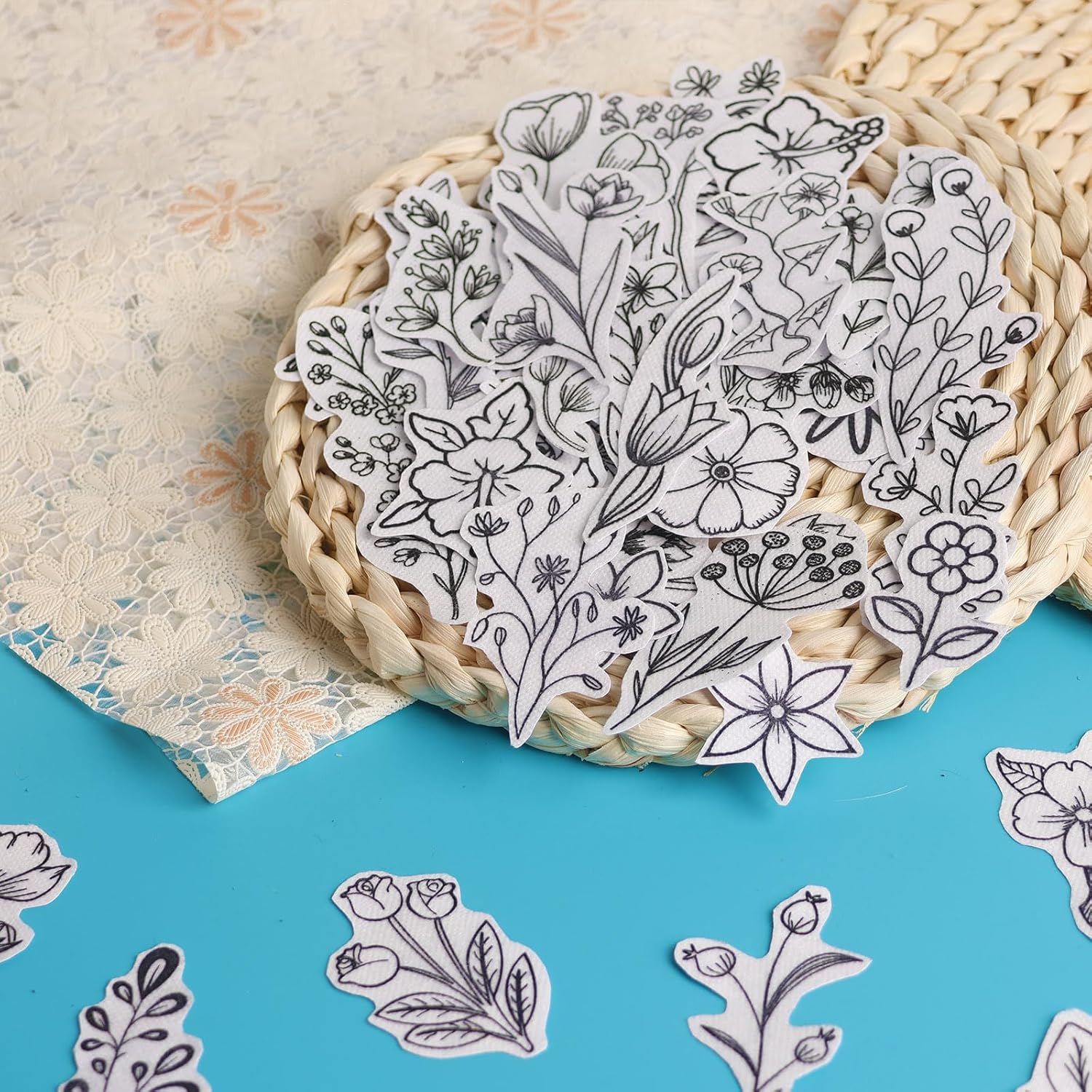 50 ชิ้นน้ําที่ละลายน้ําได้เย็บ - Embroidery Flower Pattern บทวิจารณ์และราคา
