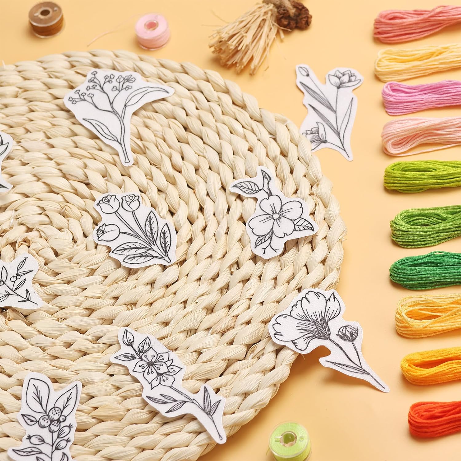 50 ชิ้นน้ําที่ละลายน้ําได้เย็บ - Embroidery Flower Pattern บทวิจารณ์และราคา
