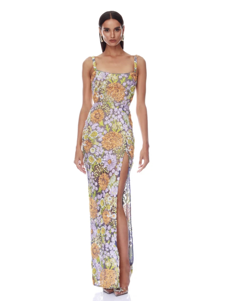 เดรสยาวปักลายดอกไม้ประดับเลื่อ - Embroidery House บทวิจารณ์และราคา