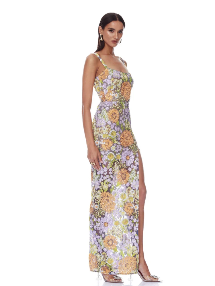 เดรสยาวปักลายดอกไม้ประดับเลื่อ - Embroidery House บทวิจารณ์และราคา