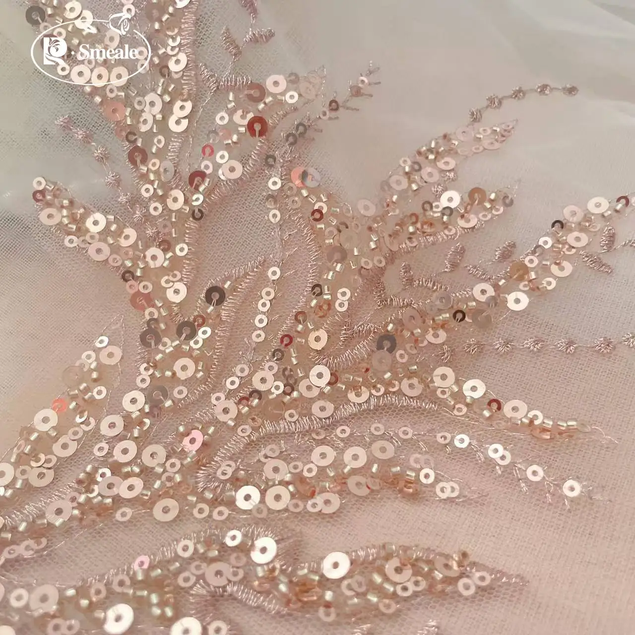 ลูกไม้ปักลายดอกไม้สีโรสโกลด์ปร - Embroidery Flower Pattern บทวิจารณ์และราคา