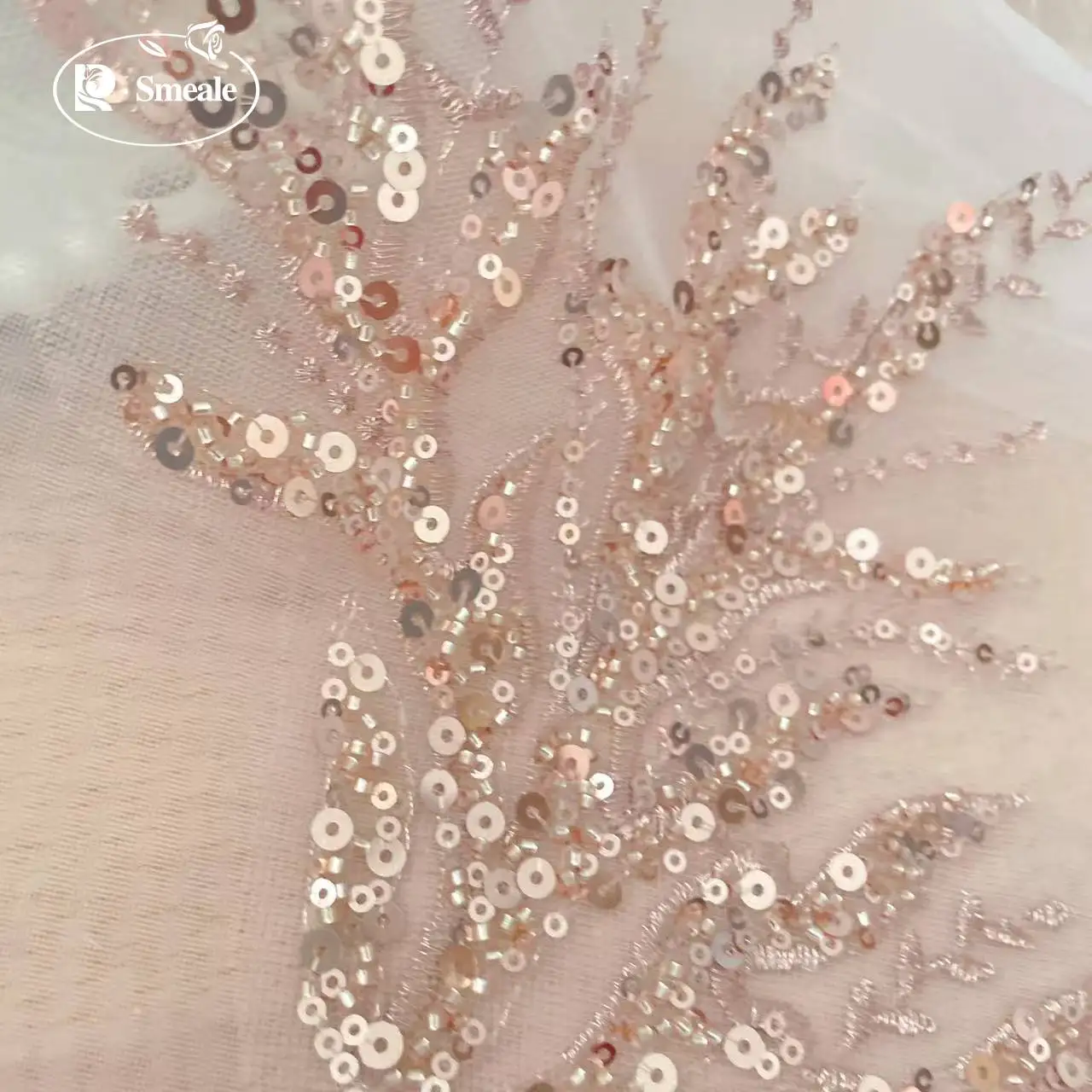 ลูกไม้ปักลายดอกไม้สีโรสโกลด์ปร - Embroidery Flower Pattern บทวิจารณ์และราคา