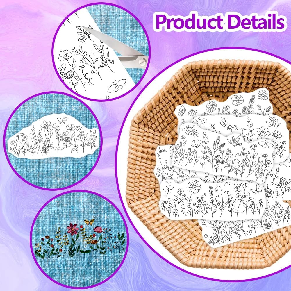แผ่นกันซึมสำหรับงานปักลายดอกไม - Embroidery Flower Pattern บทวิจารณ์และราคา