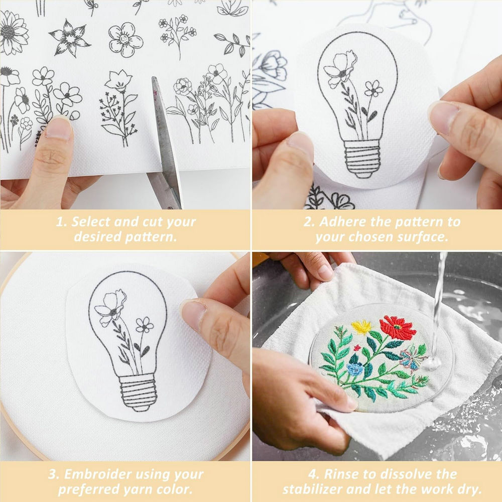 แผ่นกันซึมสำหรับงานปักลายดอกไม - Embroidery Flower Pattern บทวิจารณ์และราคา