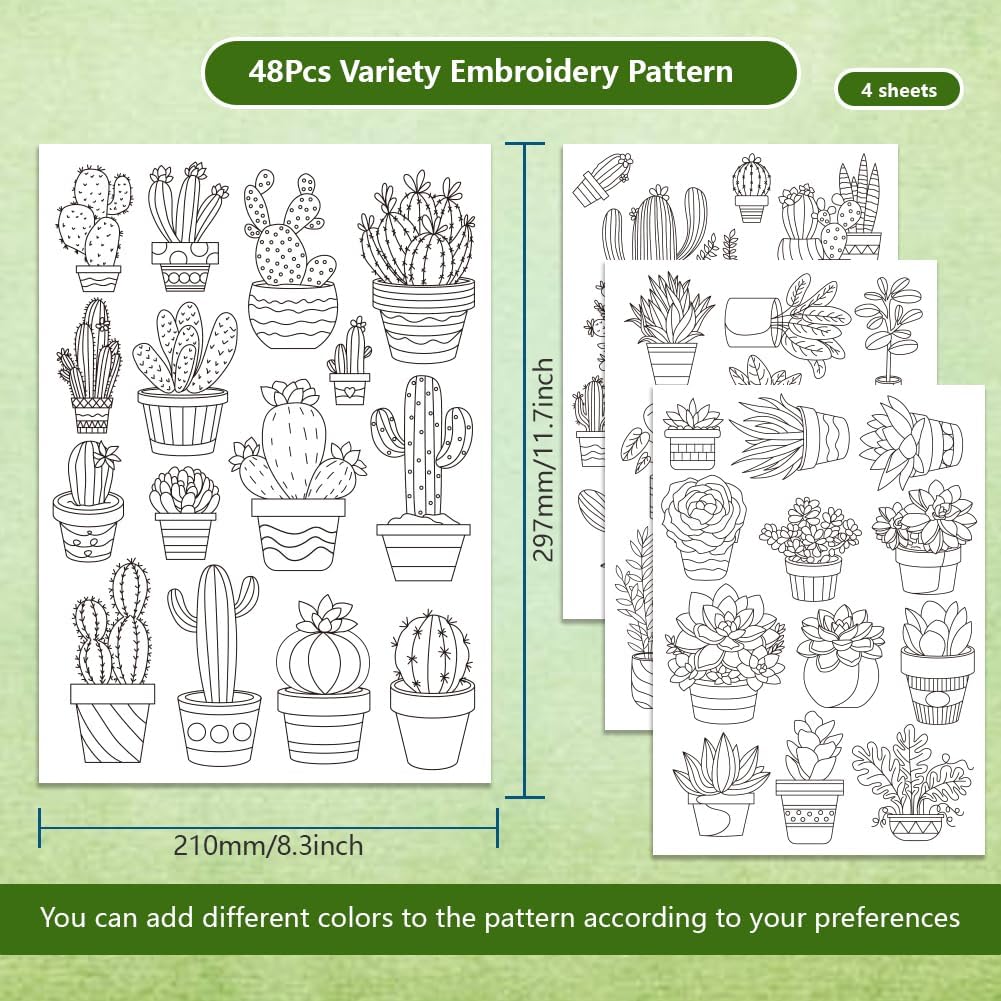 ชุดปักลายกระบองเพชรแบบติดเอง 4 - Embroidery Flower Pattern บทวิจารณ์และราคา