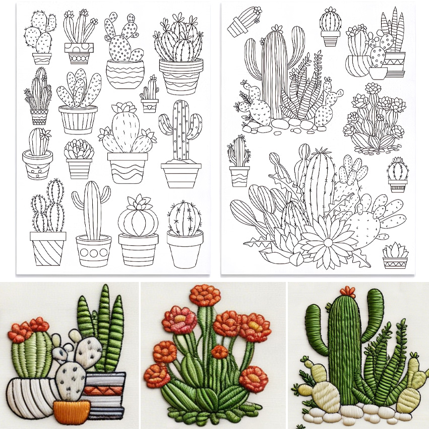 ชุดปักลายกระบองเพชรแบบติดเอง 4 - Embroidery Flower Pattern บทวิจารณ์และราคา